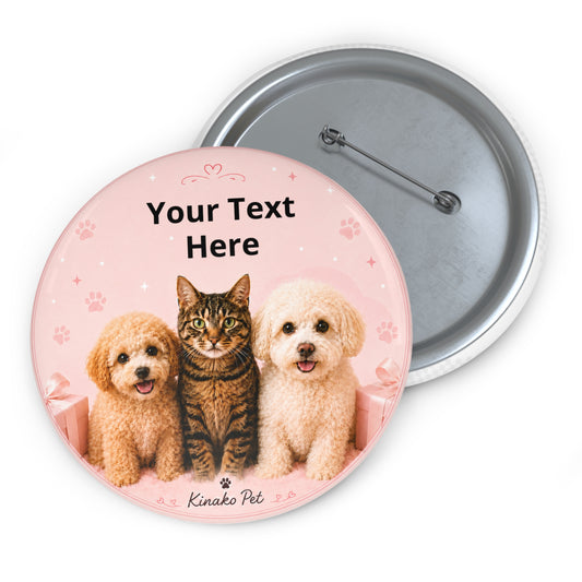 Custom Pet Pin Button | Personalized Photo and Text Badge