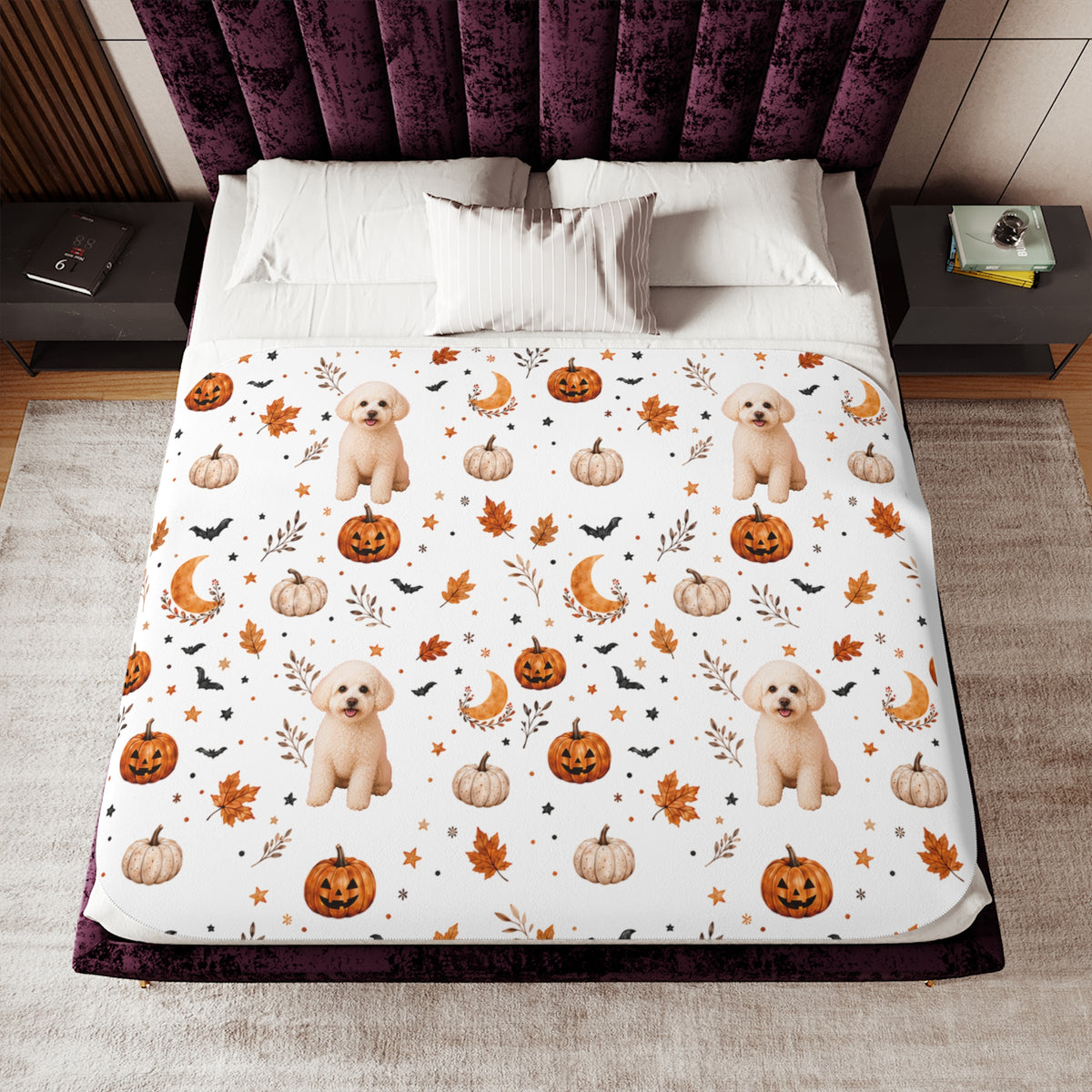Custom Pet Halloween Sherpa Blanket | Personalized Photo Blanket
