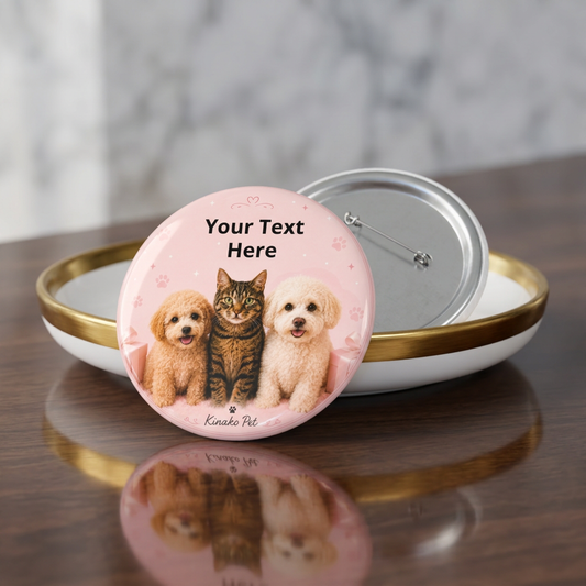 Custom Pet Pin Button | Personalized Photo and Text Badge