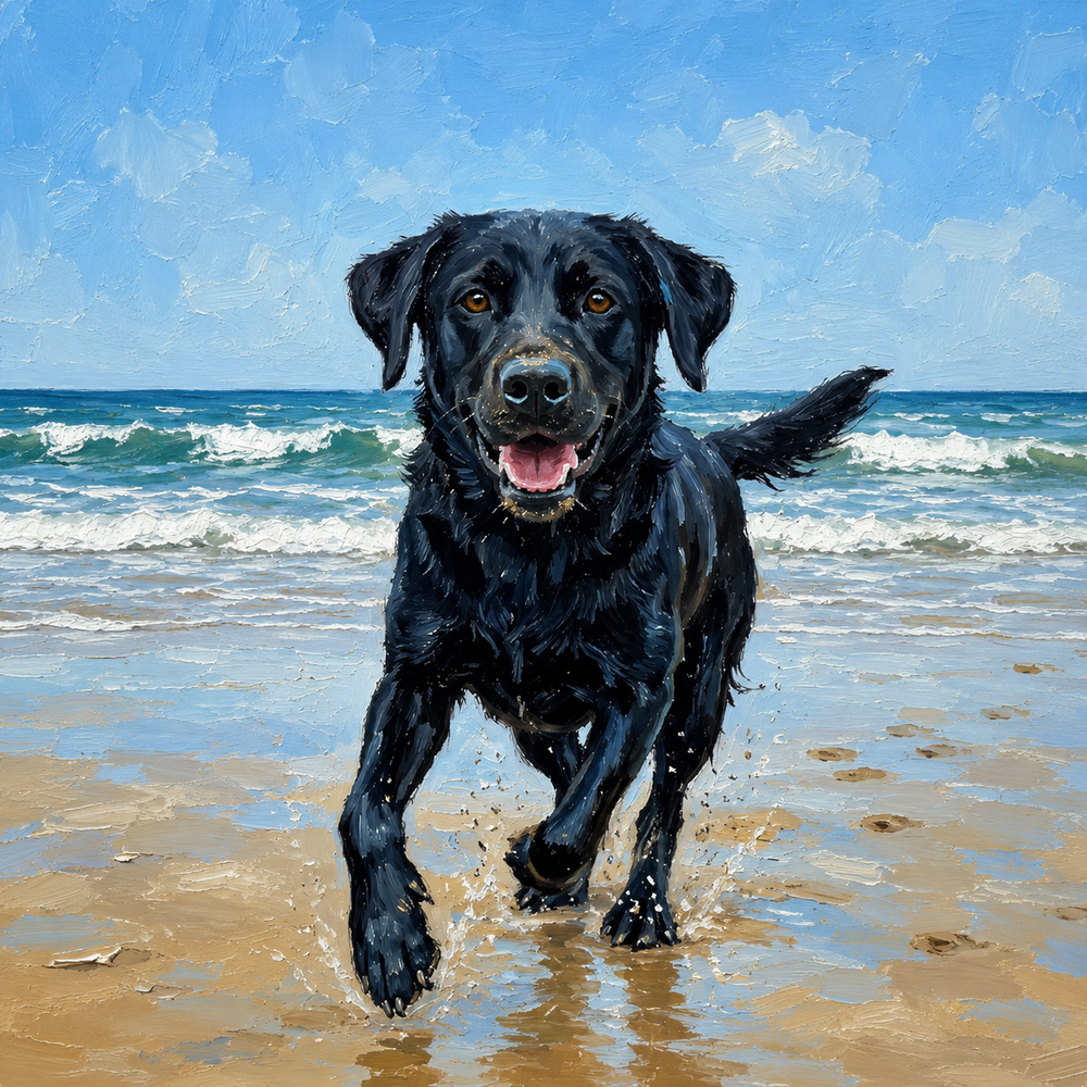 Beach Run Custom Pet Portrait